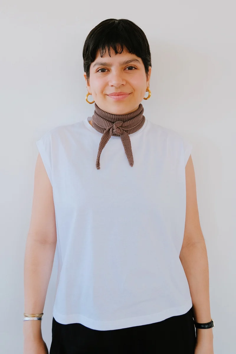 Mini Cotton Knit Scarf - Leaena - Clay