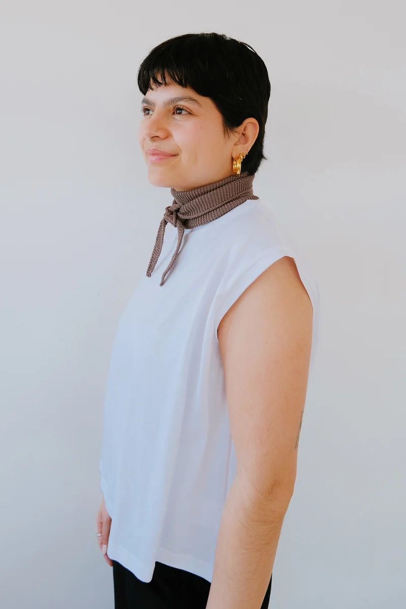 Mini Cotton Knit Scarf - Leaena - Clay