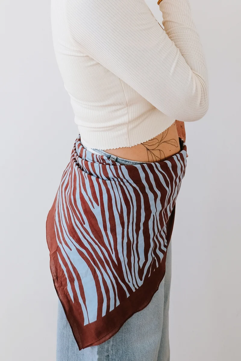 Cotton Scarf - Vad - Blue Zebra