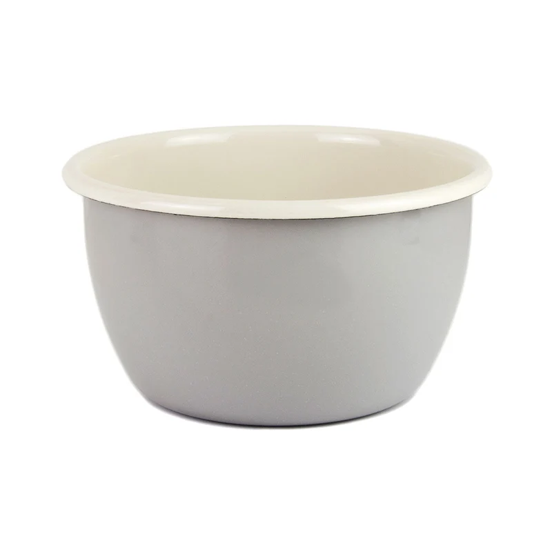 EMAILLE SCHÜSSEL - GRAU/CREME, 14CM