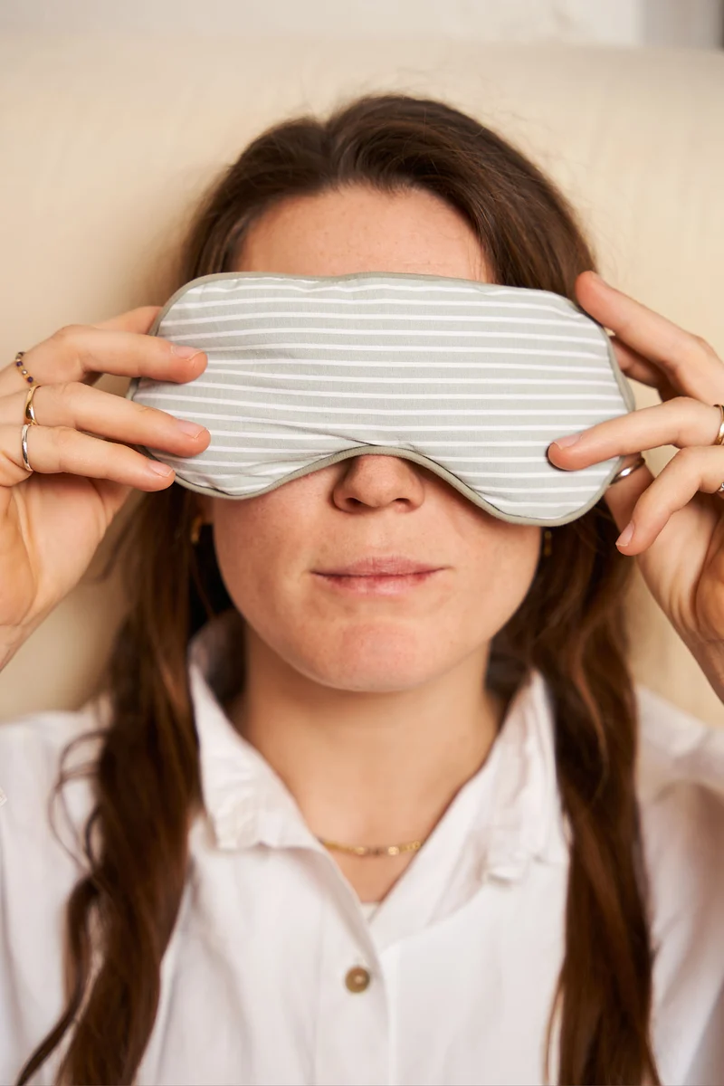 Eye Mask - RAHA Striped - Sage Green