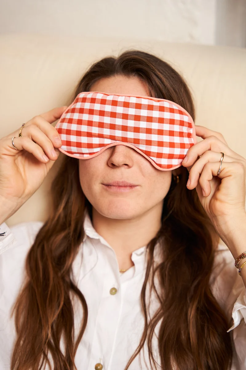 Eye Mask - RAHA Checked - Orange/Salmon