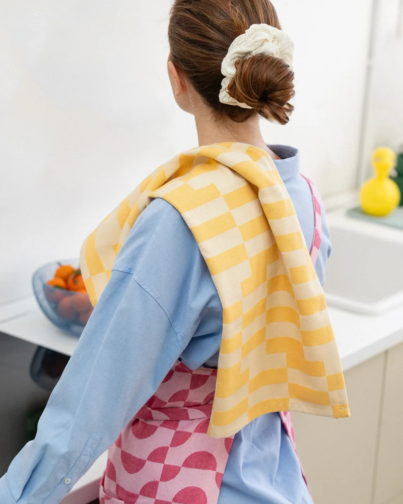 tea towel - graphic - yellow