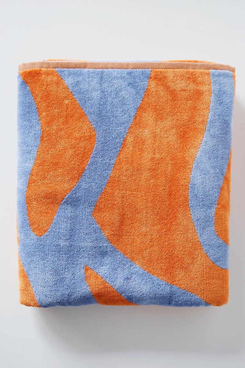 Bath Towel - Orange / Blue