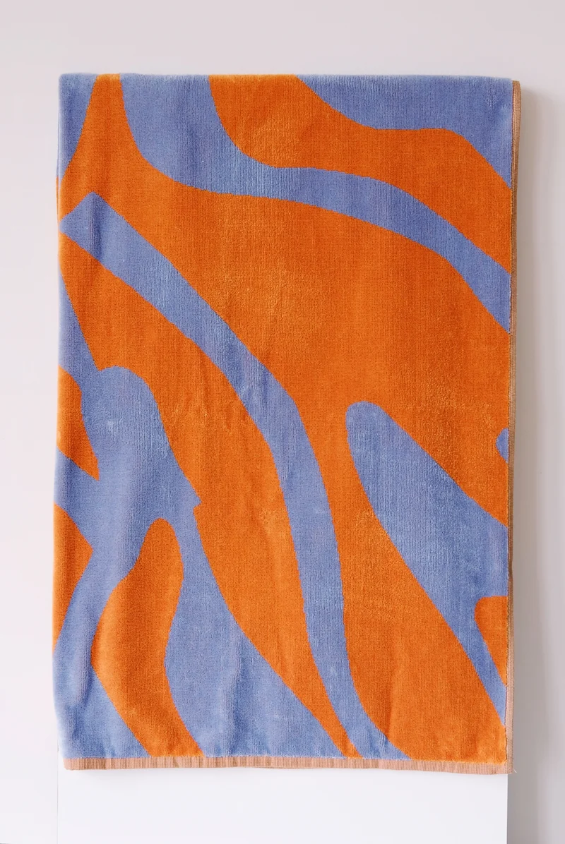 Bath Towel - Orange / Blue