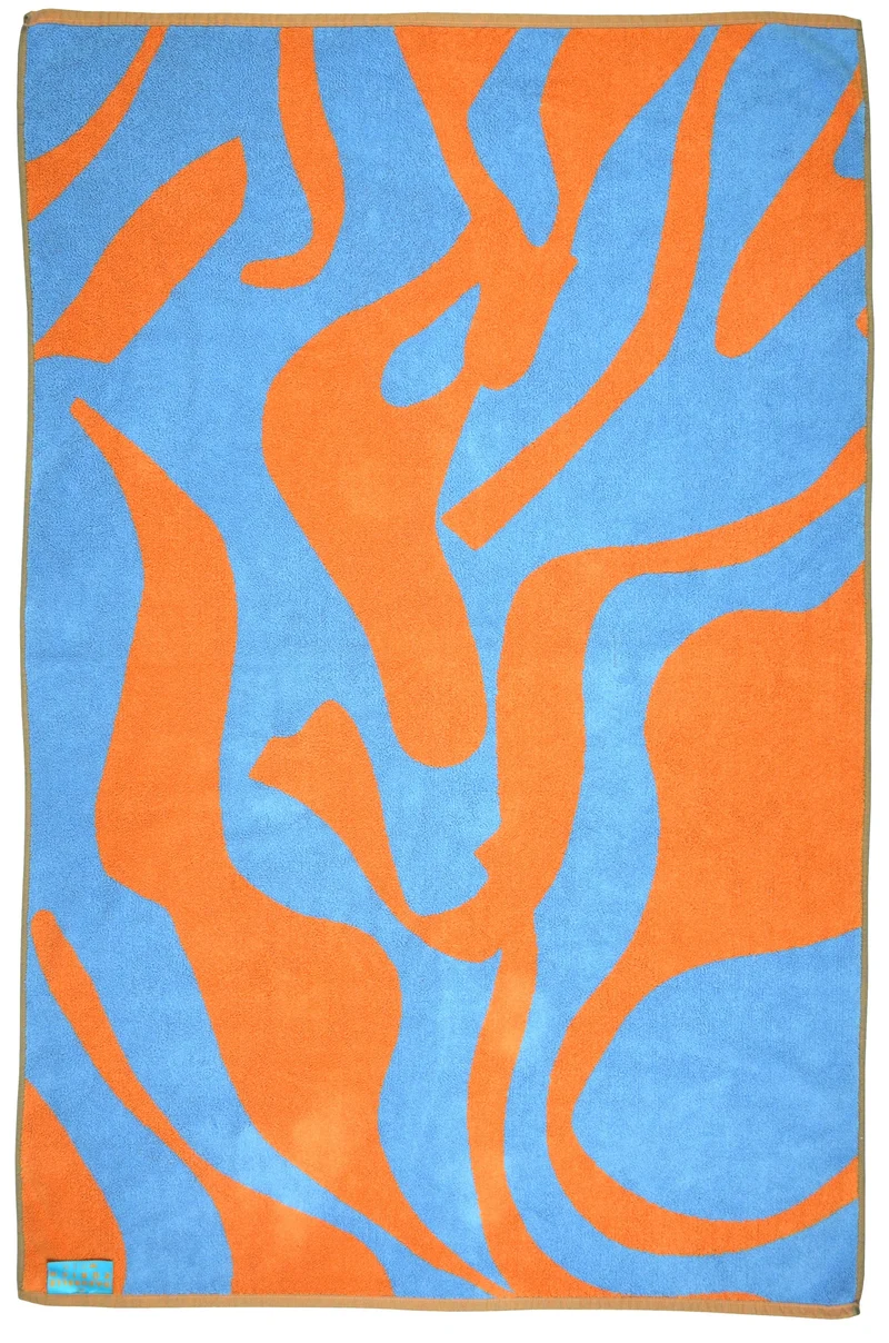 Bath Towel - Orange / Blue