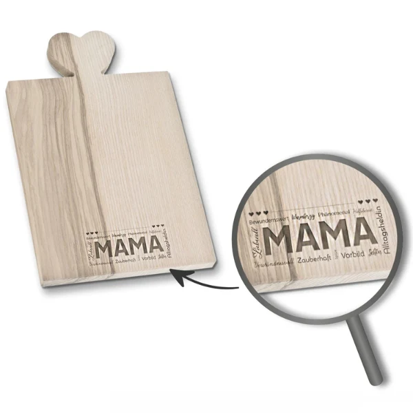 "Mama" Schneidebrett mit Herzgriff