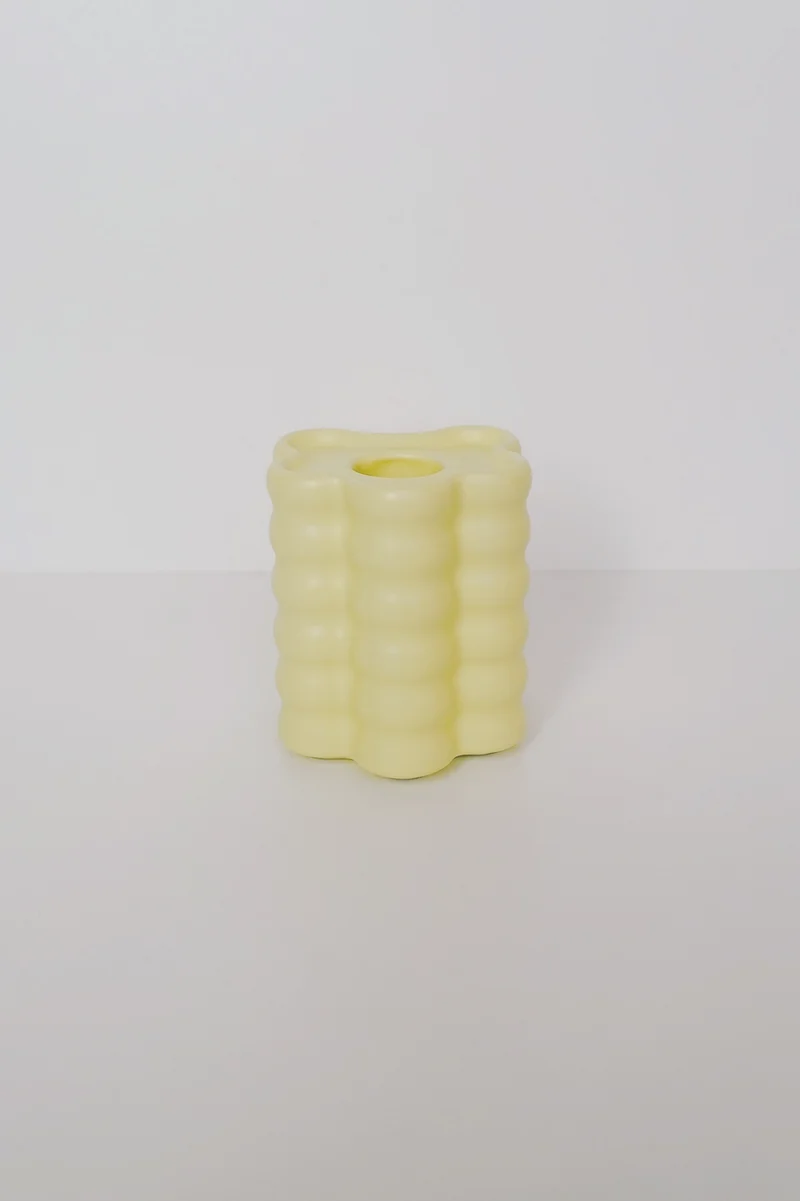 Candle Holder - Flora Large - Yellow