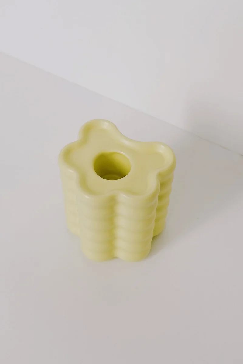Candle Holder - Flora Large - Yellow