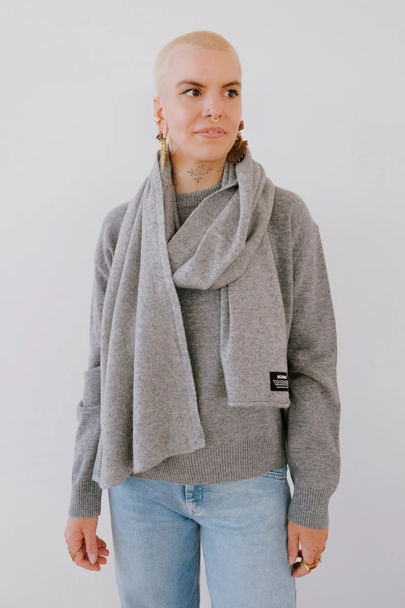 Wool Scarf - Medium Grey Melange