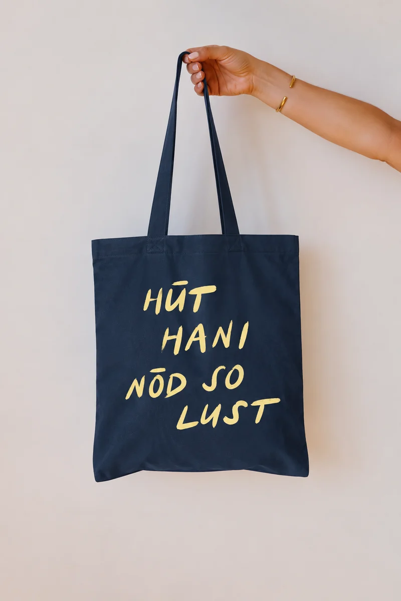 Mid Tote Bag - HÜT HANI NÖD SO LUST - Bold
