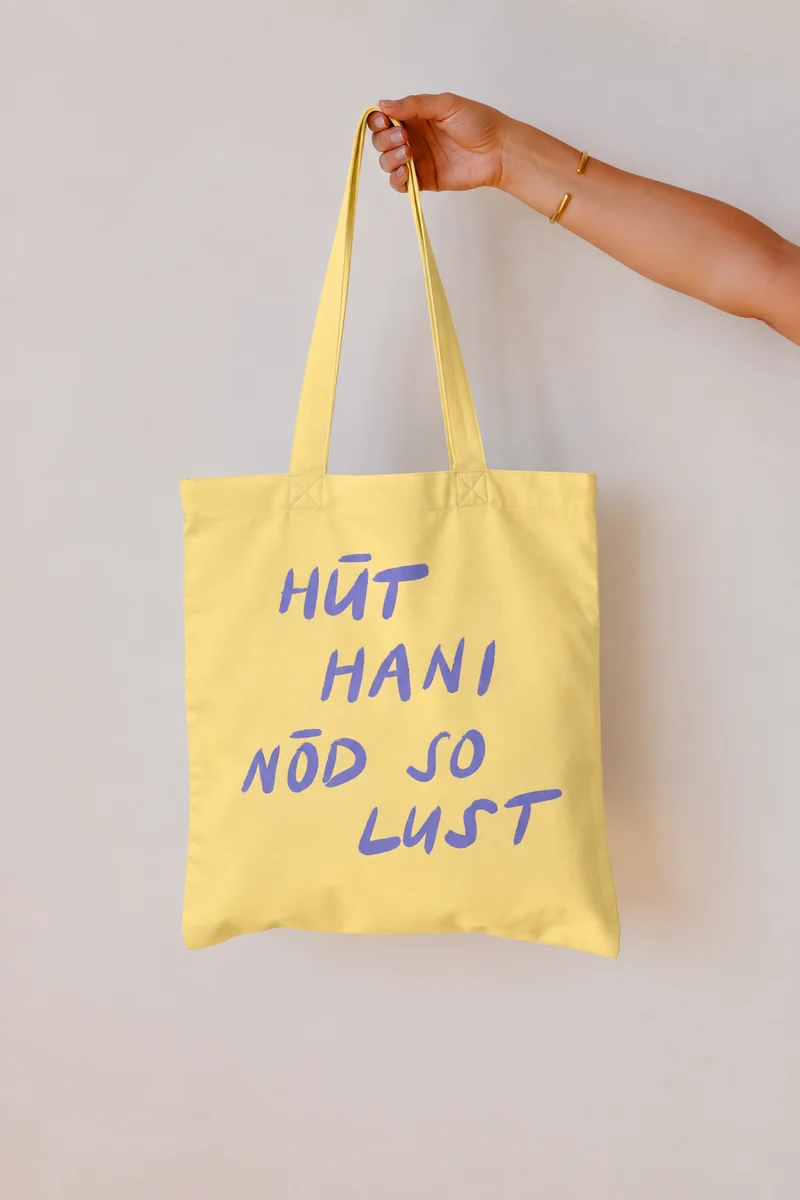 Mid Tote Bag - HÜT HANI NÖD SO LUST - Bold