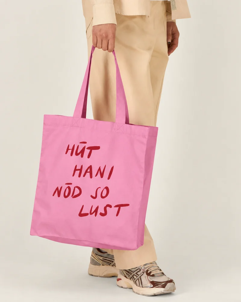 Mid Tote Bag - HÜT HANI NÖD SO LUST - Bold