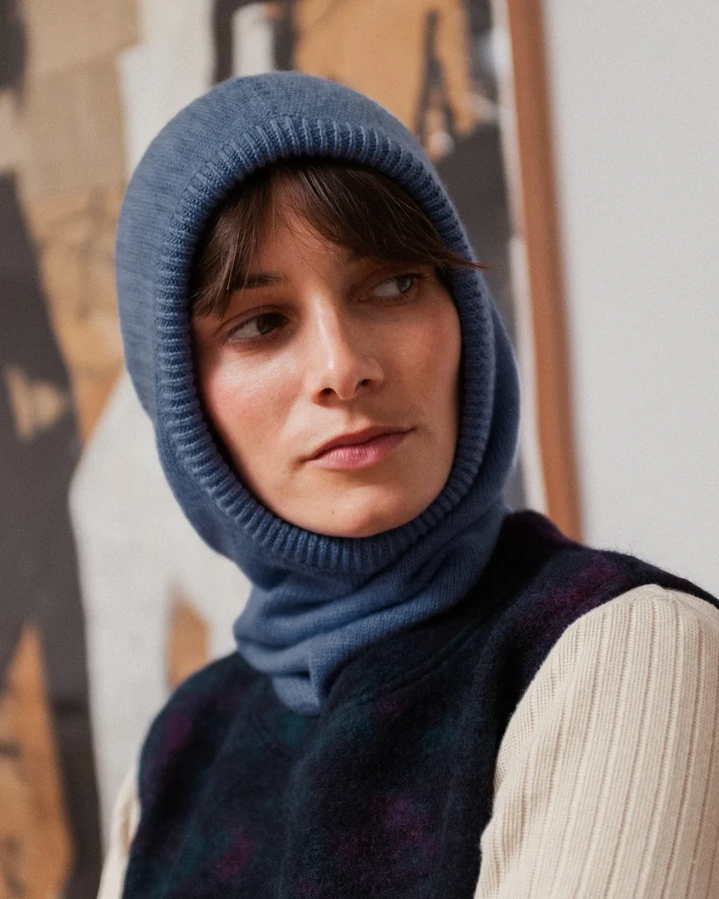 Merino Wool Balaclava - Washed Blue