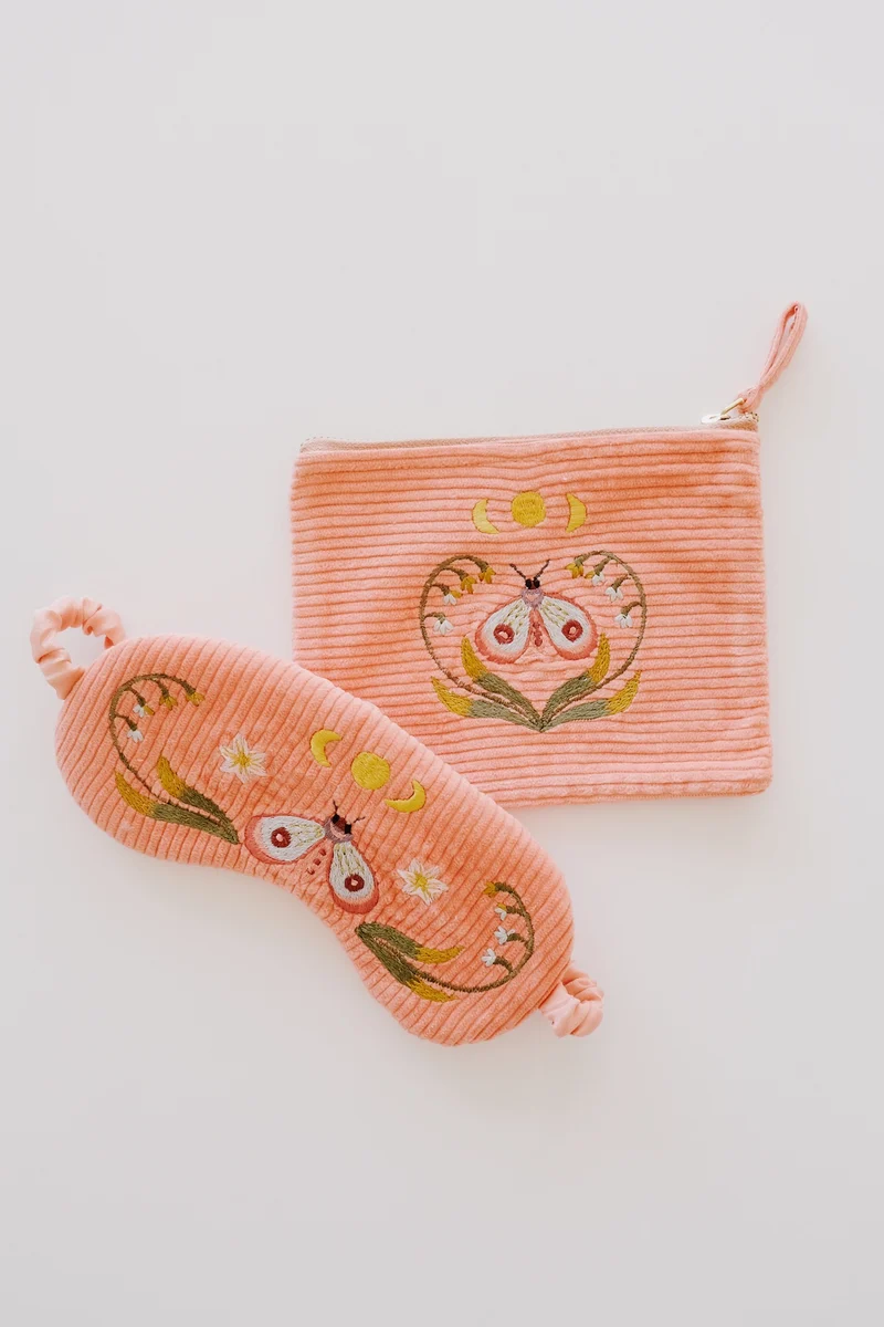 Cotton Corduroy Eye Mask - Lunar Moth