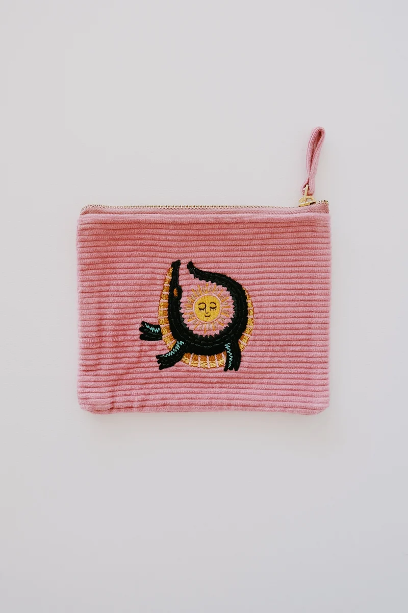 Pouch - Cotton Corduroy - Sunny Crocodile