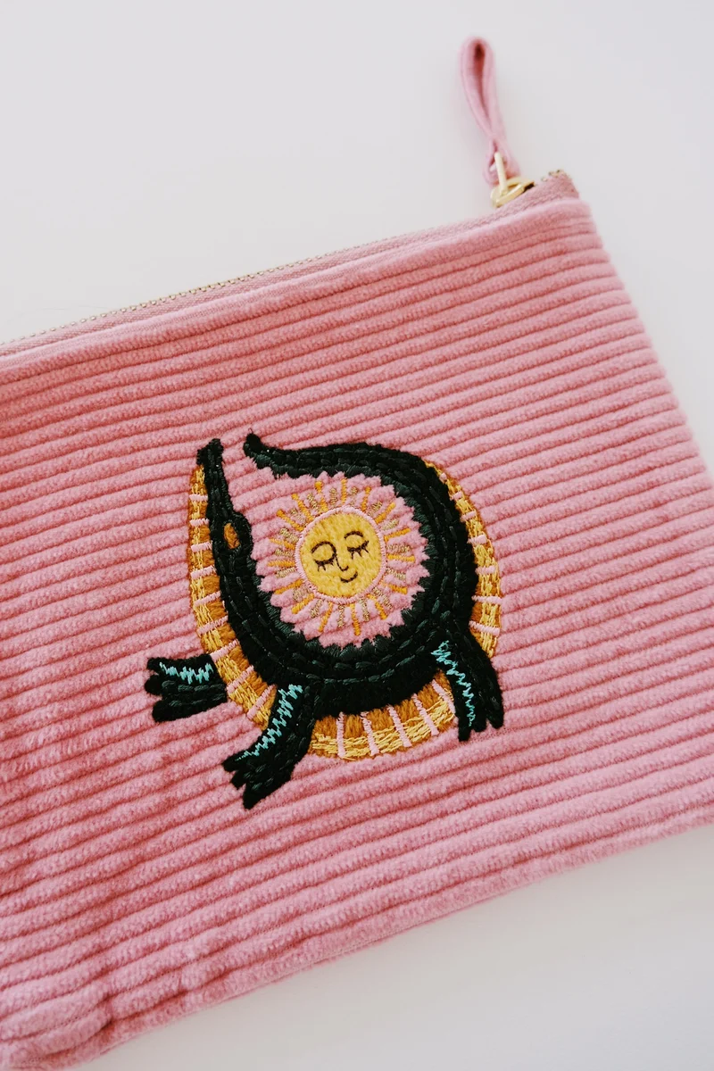 Pouch - Cotton Corduroy - Sunny Crocodile