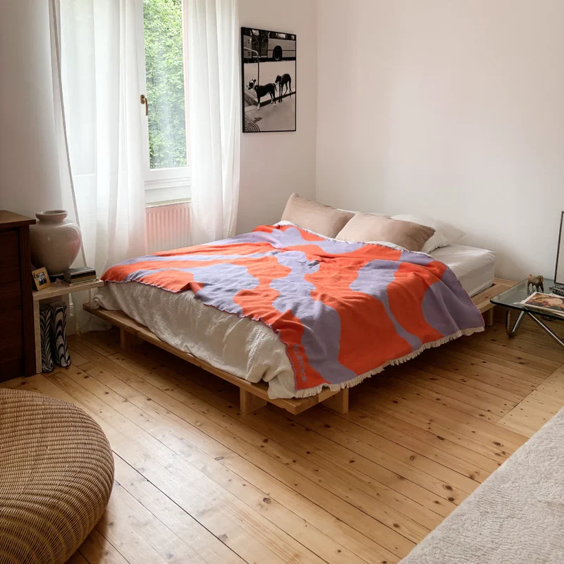 Cotton Blanket - no15 - Orange Lilac