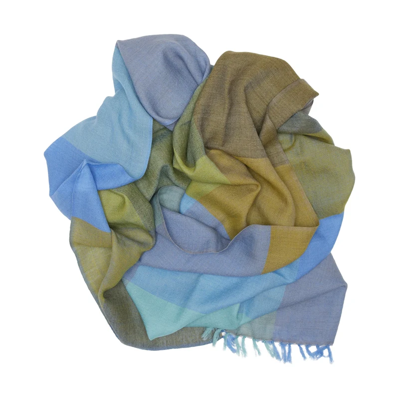 Wool Scarf - Squares - Cold Shades