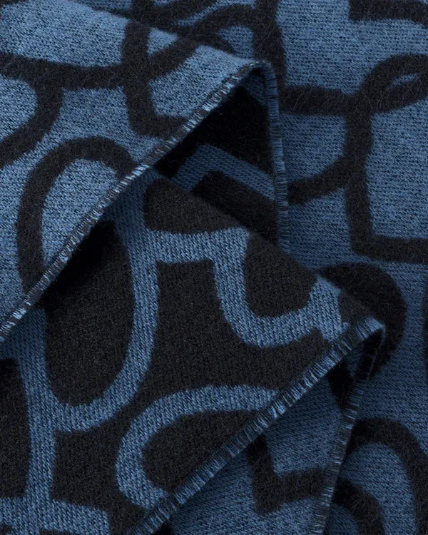 Merino Knit Scarf - Affection - Black / Blue
