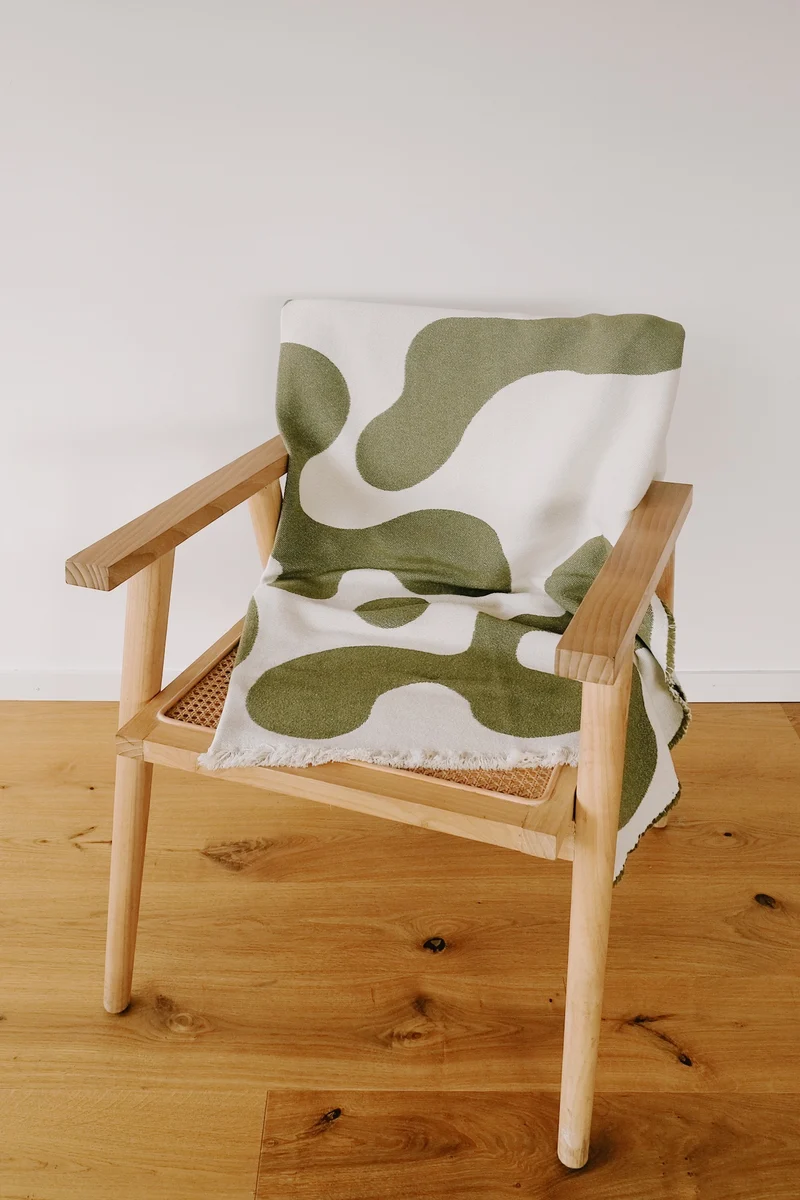 Cotton Blanket - no14 - Olive Shapes