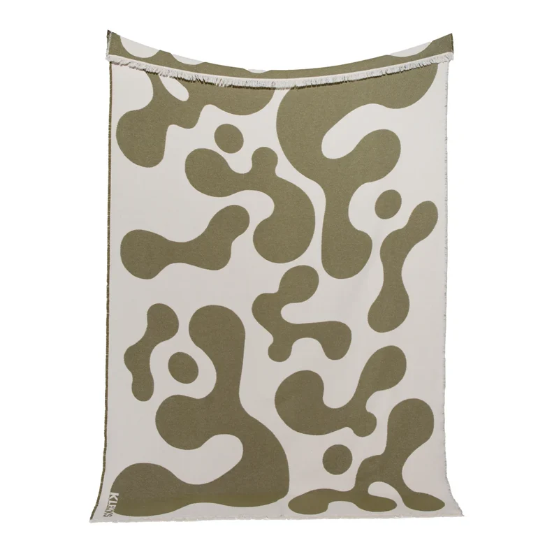Cotton Blanket - no14 - Olive Shapes