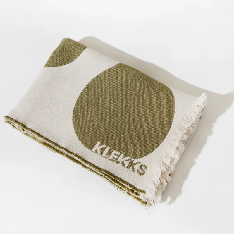 Cotton Blanket - no14 - Olive Shapes