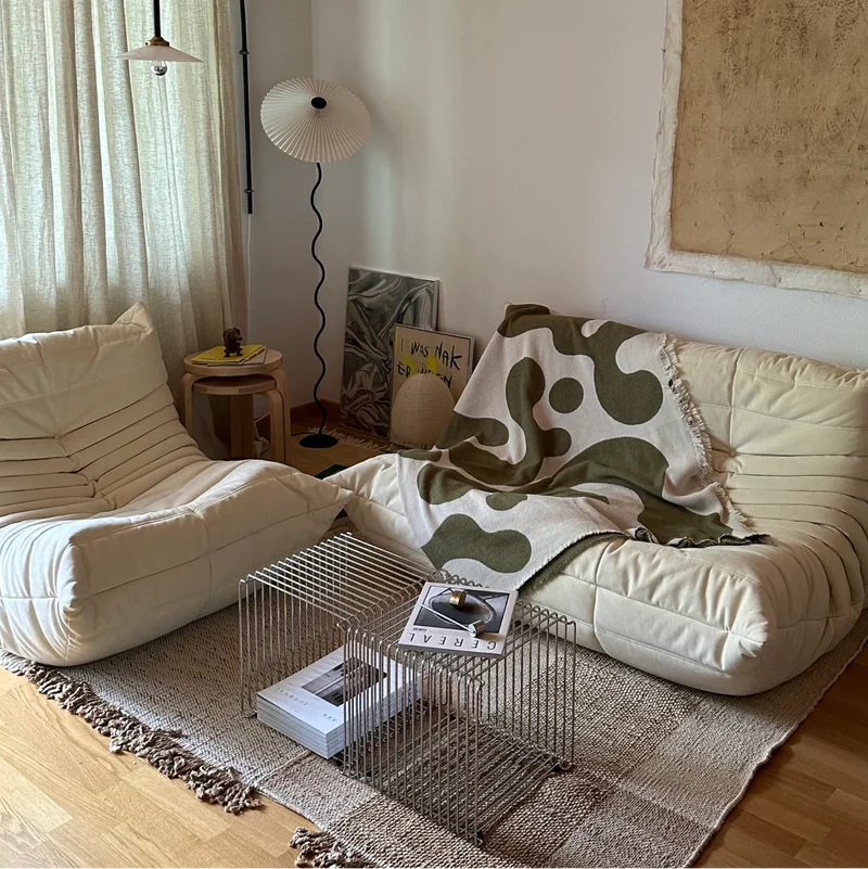 Cotton Blanket - no14 - Olive Shapes