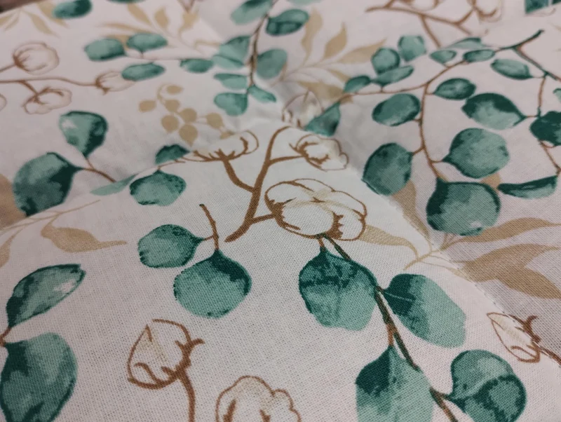 Körnerkissen Eucalyptus-/Baumwollmotiv weiß/türkis