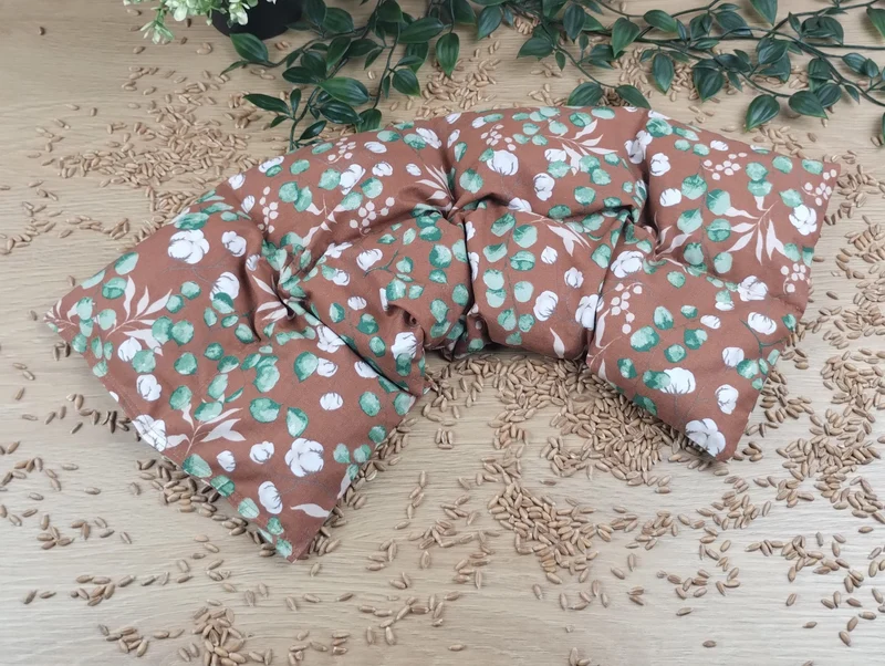 Körnerkissen Eucalyptus-/Baumwollmotiv in braun