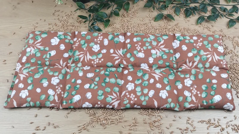 Körnerkissen Eucalyptus-/Baumwollmotiv in braun