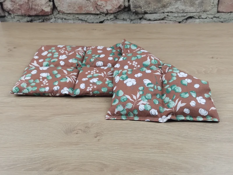 Körnerkissen Eucalyptus-/Baumwollmotiv in braun