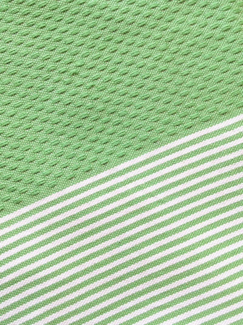 Hamam Blanket apple green honeycomb striped