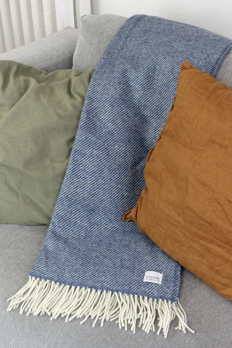 Wolldecke / Kuscheldecke twill light denim recycelte Wolle