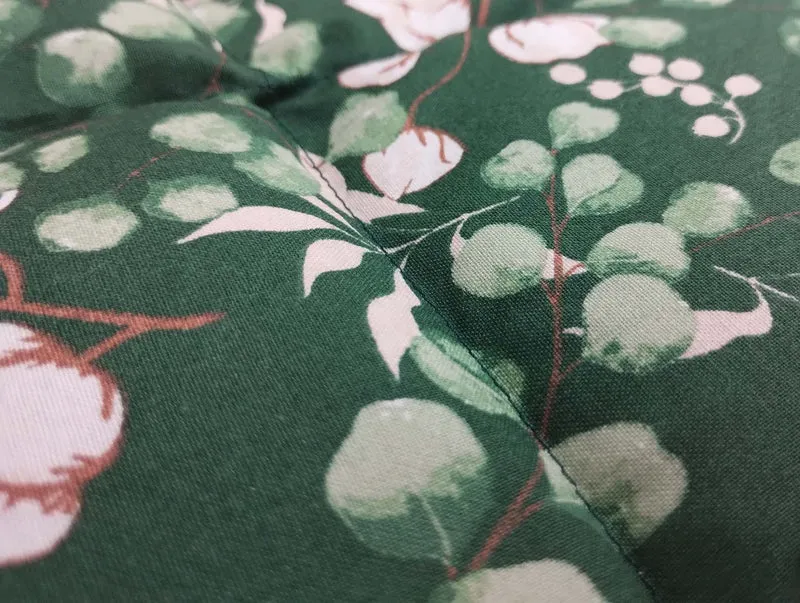 Körnerkissen Eucalyptus/Baumwollmotiv grün