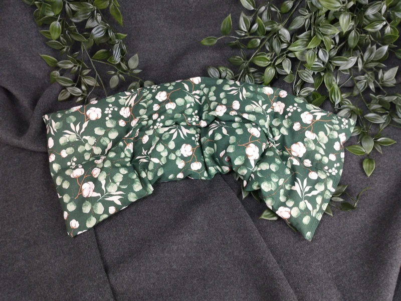 Körnerkissen Eucalyptus/Baumwollmotiv grün