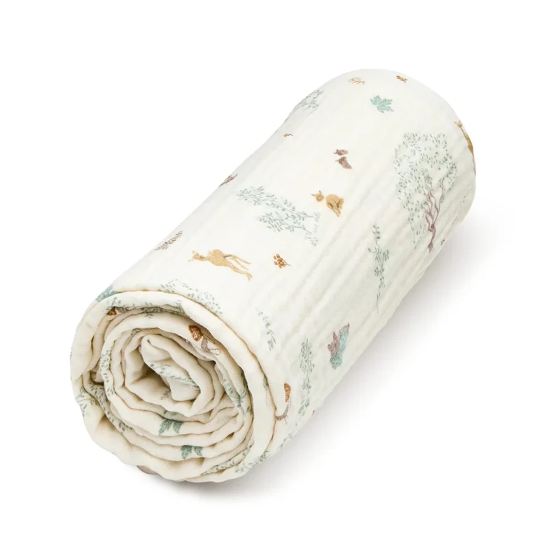 Weiche Mulltuch Decke Woodland