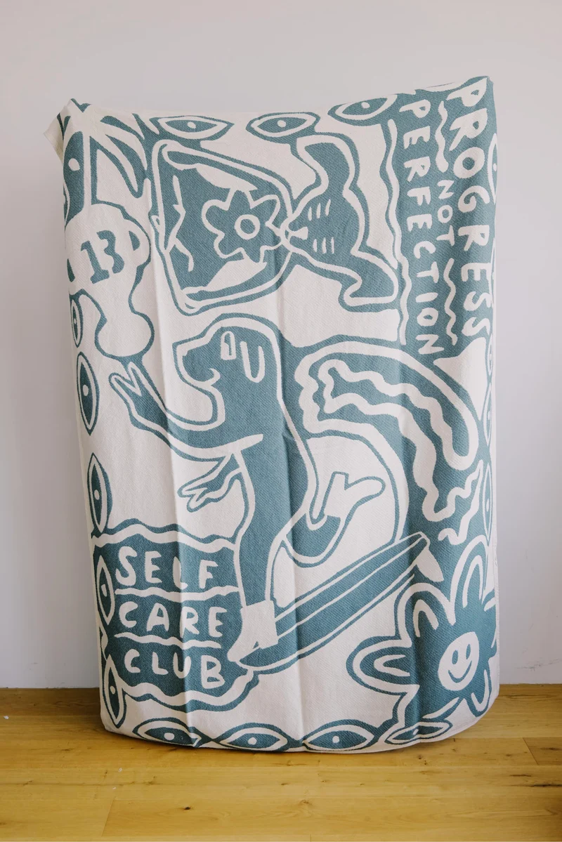 cotton blanket - self care club - green