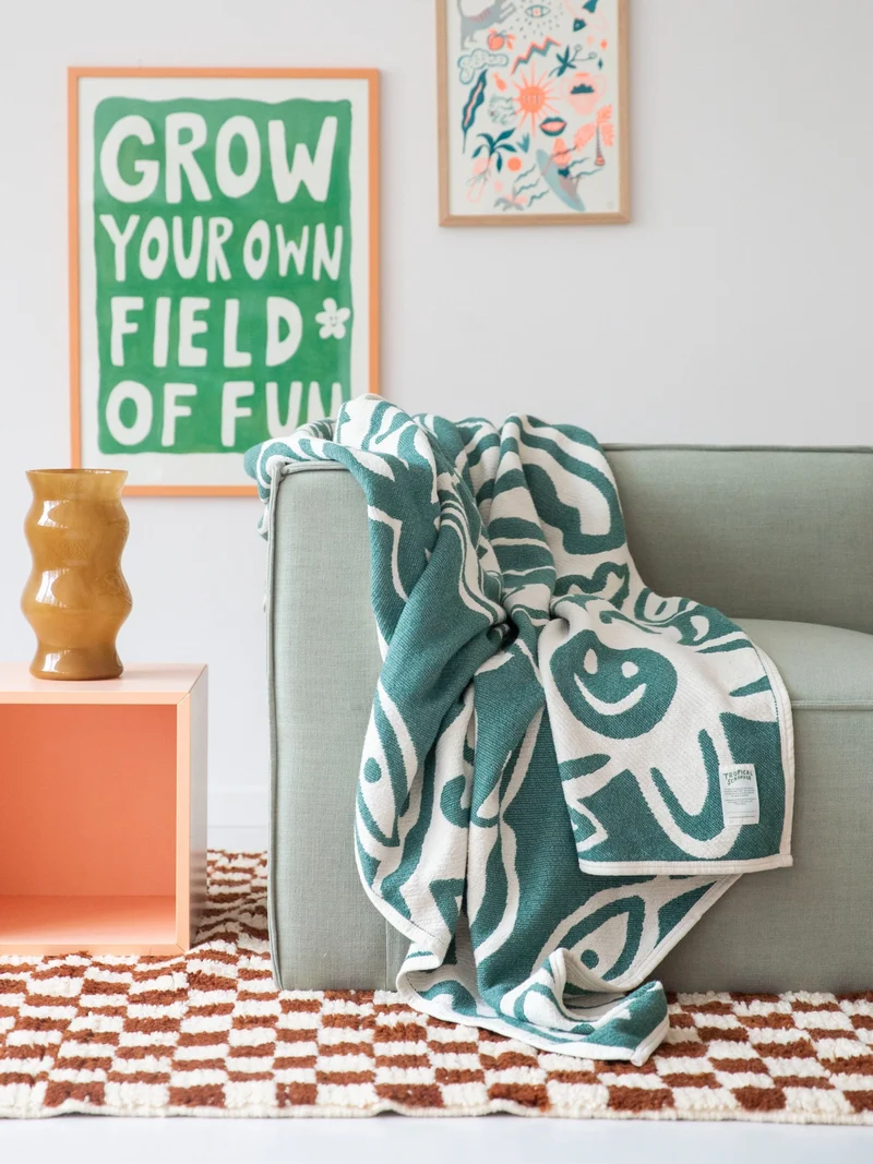 cotton blanket - self care club - green