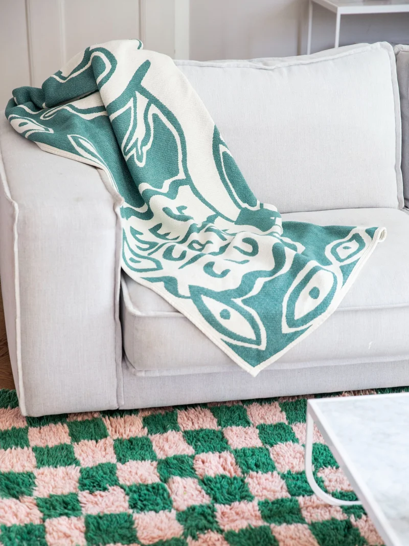 cotton blanket - self care club - green