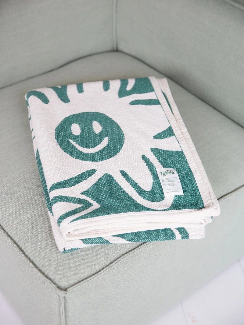 cotton blanket - self care club - green