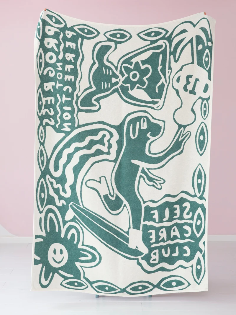 cotton blanket - self care club - green