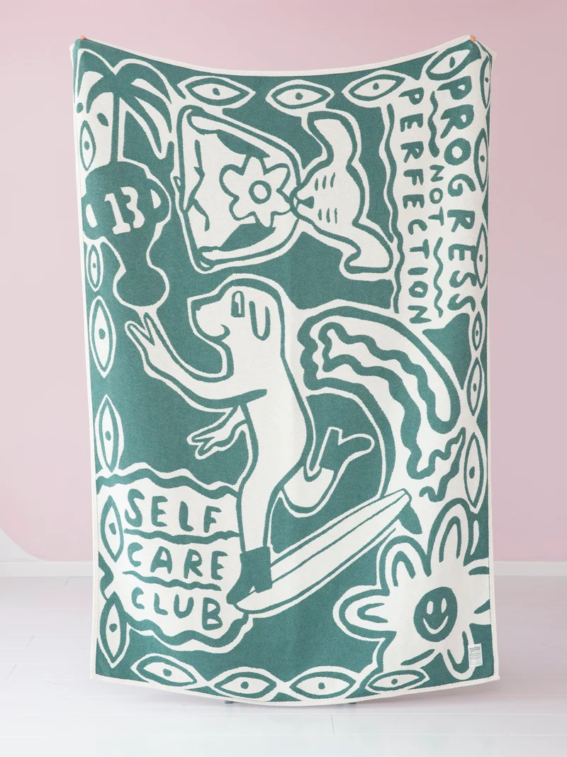 cotton blanket - self care club - green
