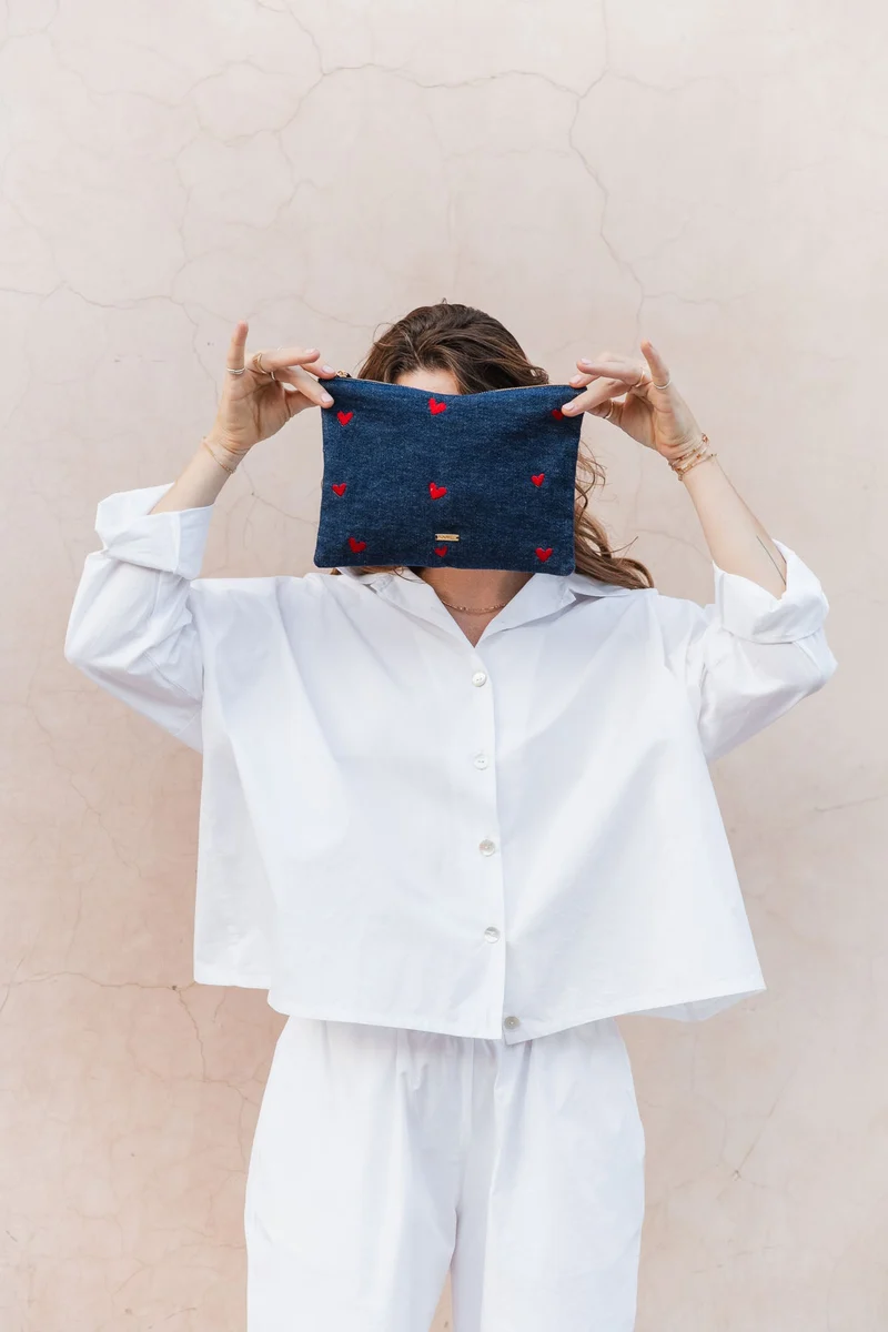 Mini Pouch - MOUHIM denim - Hearts