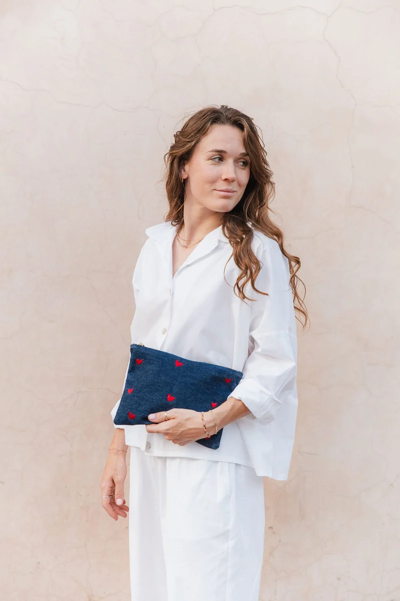 Mini Pouch - MOUHIM denim - Hearts