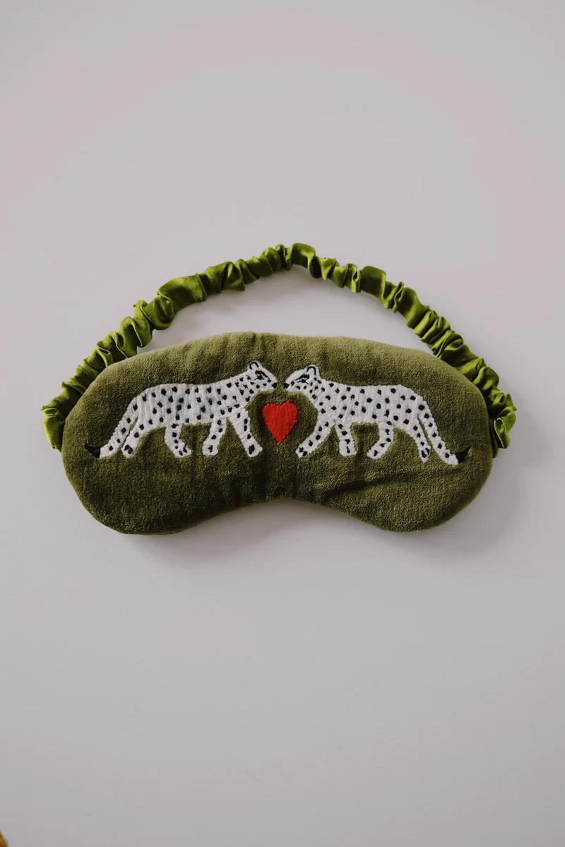 Velvet Eye Mask - White Leopard