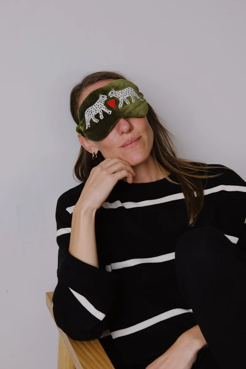 Velvet Eye Mask - White Leopard