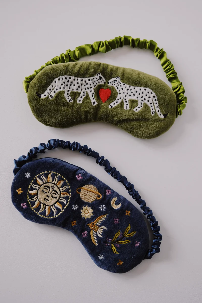 Velvet Eye Mask - White Leopard