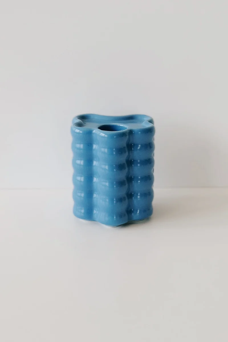 Candle Holder - Flora Large - Blue