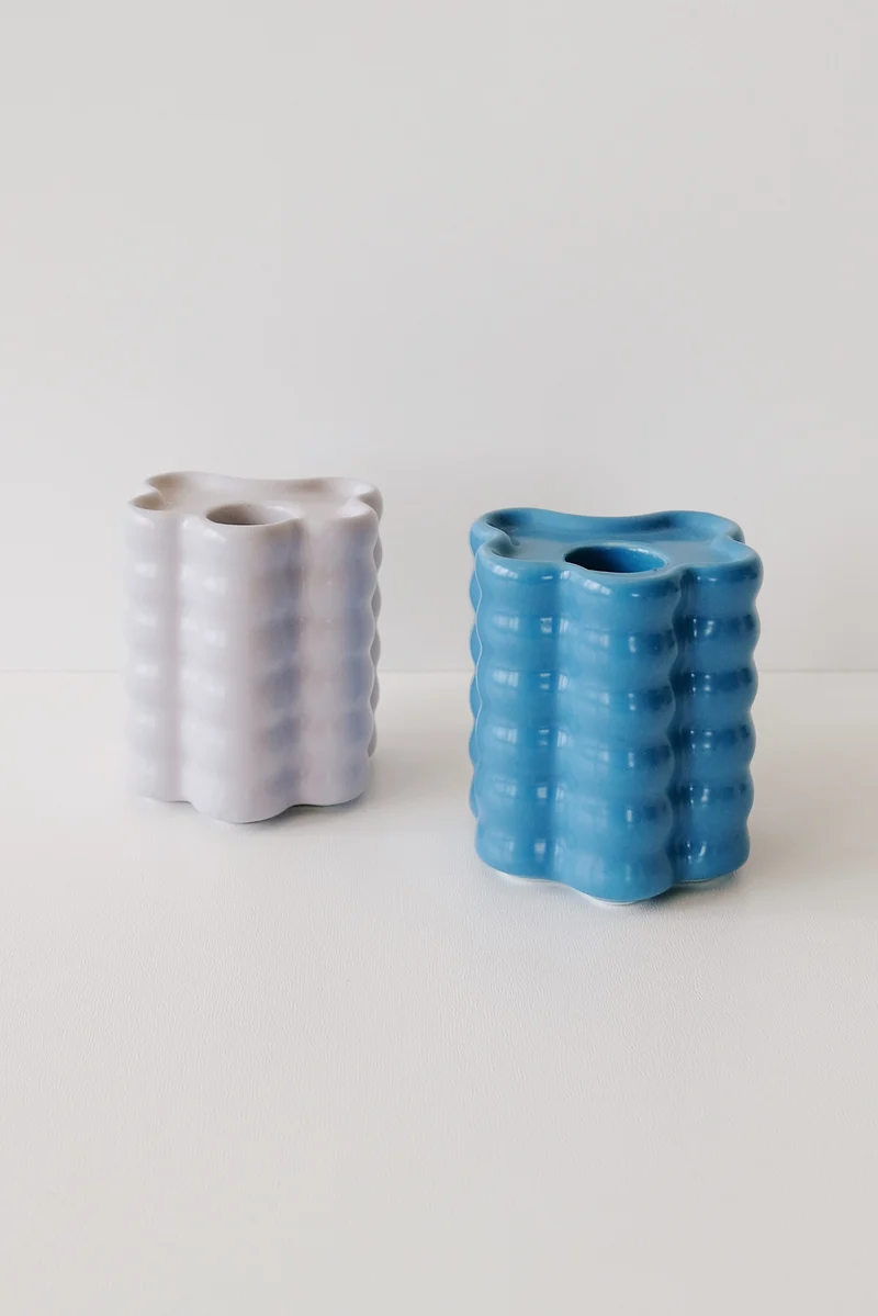 Candle Holder - Flora Large - Blue